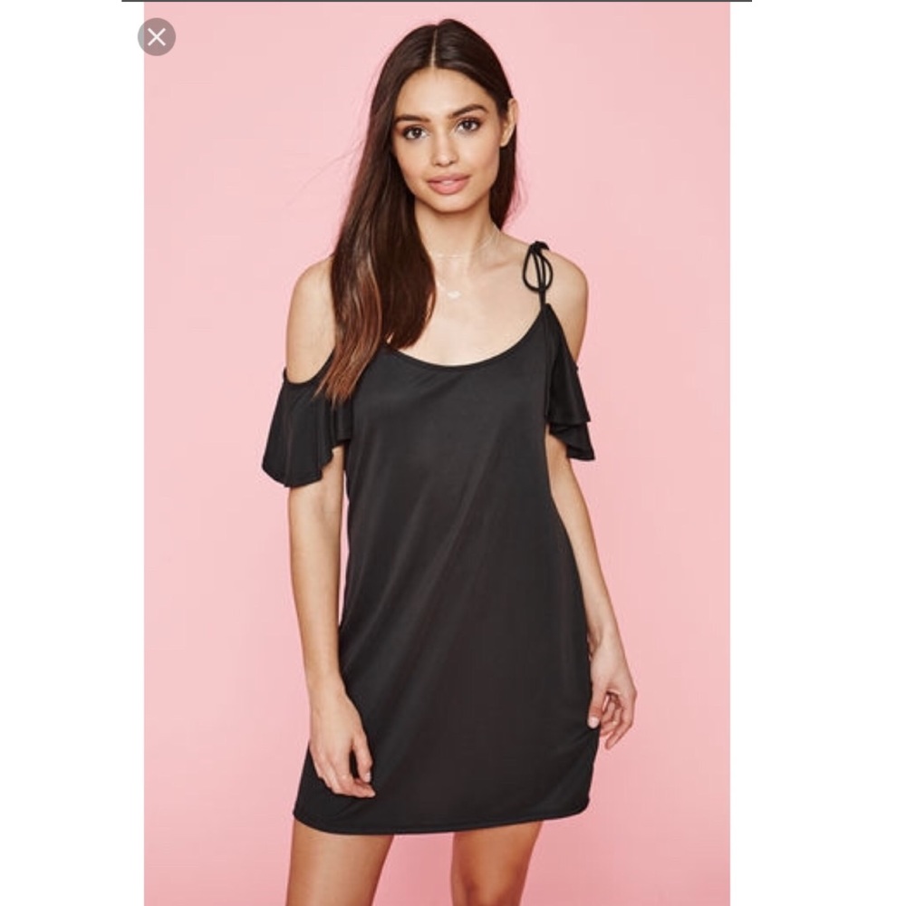Kendall & Kylie Black Cupro Cold Shoulder Dress